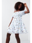 Lovely checkered dress with patterns, light blue 30380 - Online store - Boutique